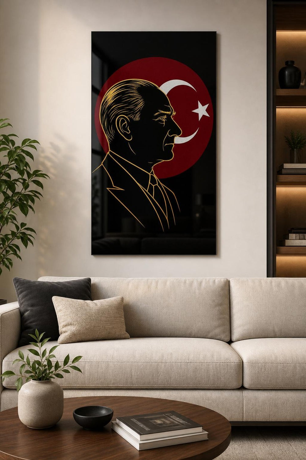 Atatürk ve Türk Bayrağı Baskılı Cam Tablo – UV Baskı Milli Duvar Dekoru