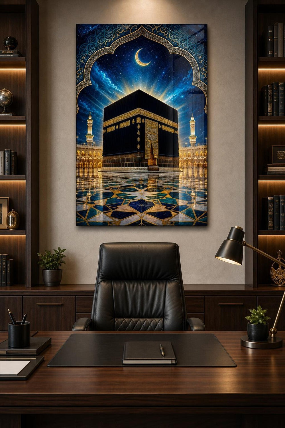 Kabe Desenli Baskılı Cam Tablo – Manevi Dekoratif UV Baskı Duvar Tablosu