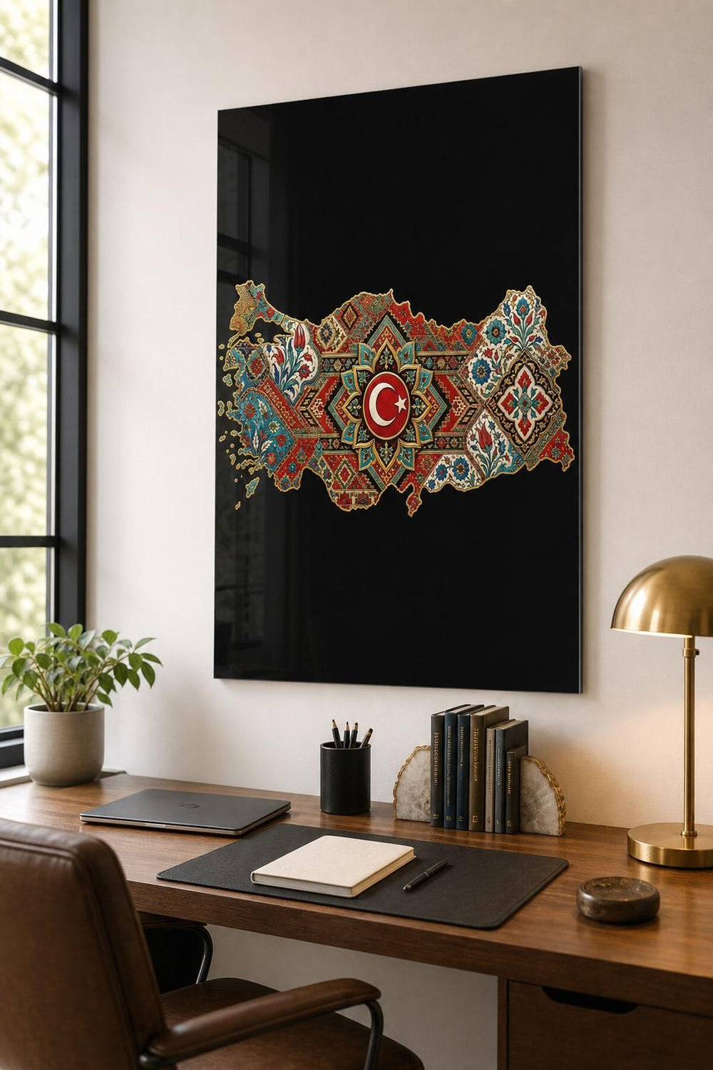 Türkiye Haritası Desenli Baskılı Cam Tablo – UV Baskı Dekoratif Duvar Tablosu
