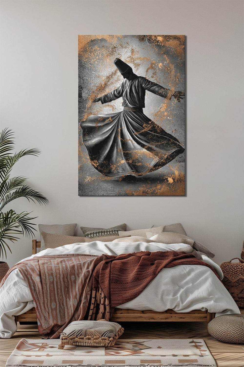 Semazen Derviş Baskılı Cam Tablo – Tasavvufi Sanat Modern UV Baskı Dekor