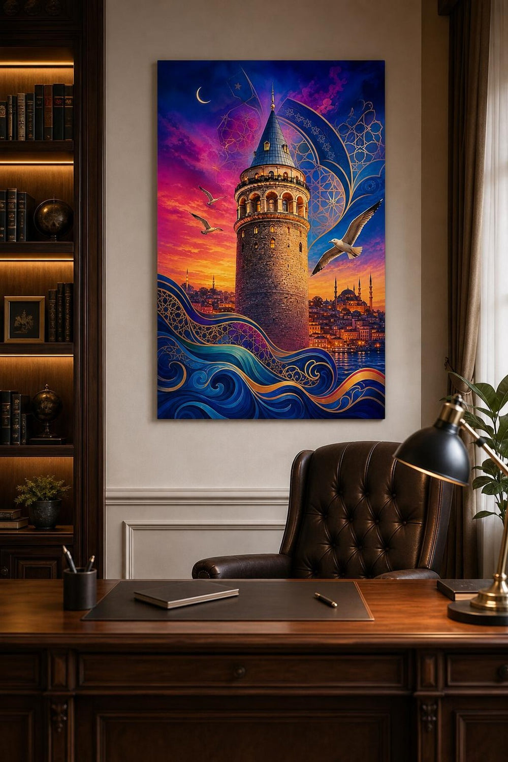 Galata Kulesi Desenli Baskılı Cam Tablo – İstanbul UV Baskı Dekoratif Duvar Tablosu