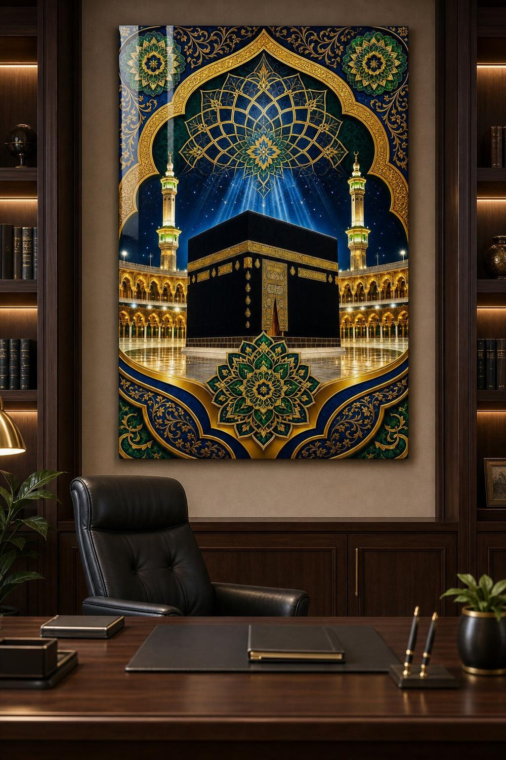Kabe Desenli Baskılı Cam Tablo – İslami Dekoratif UV Baskı Duvar Tablosu