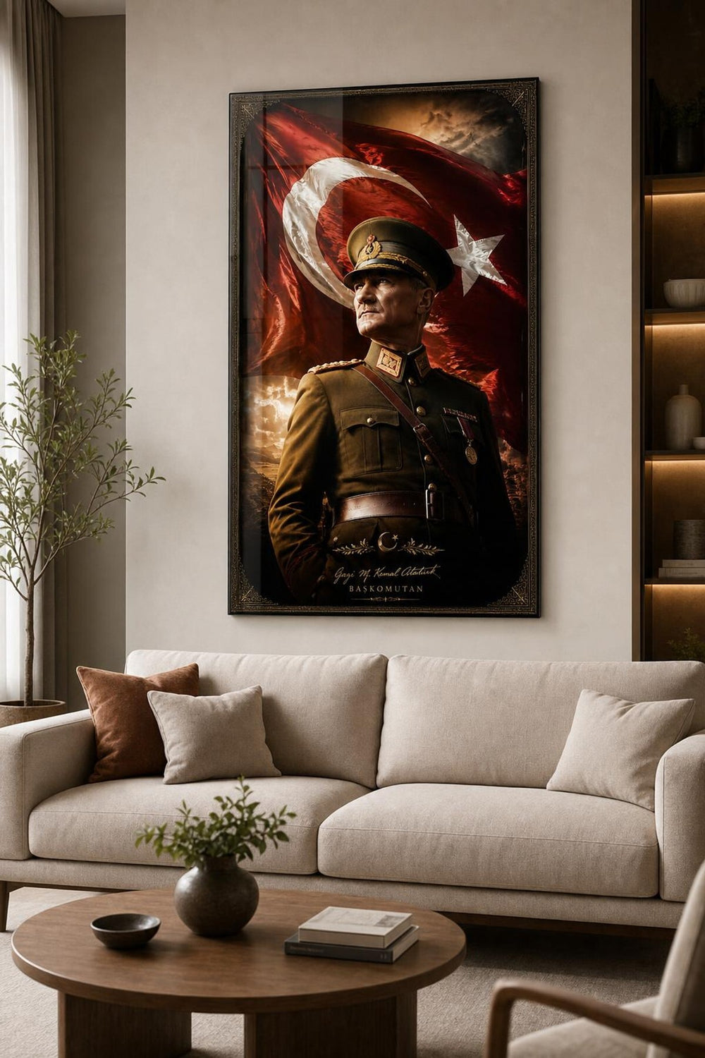 Atatürk Mareşal Üniformalı Baskılı Cam Tablo – UV Baskı Dekoratif Duvar Tablosu