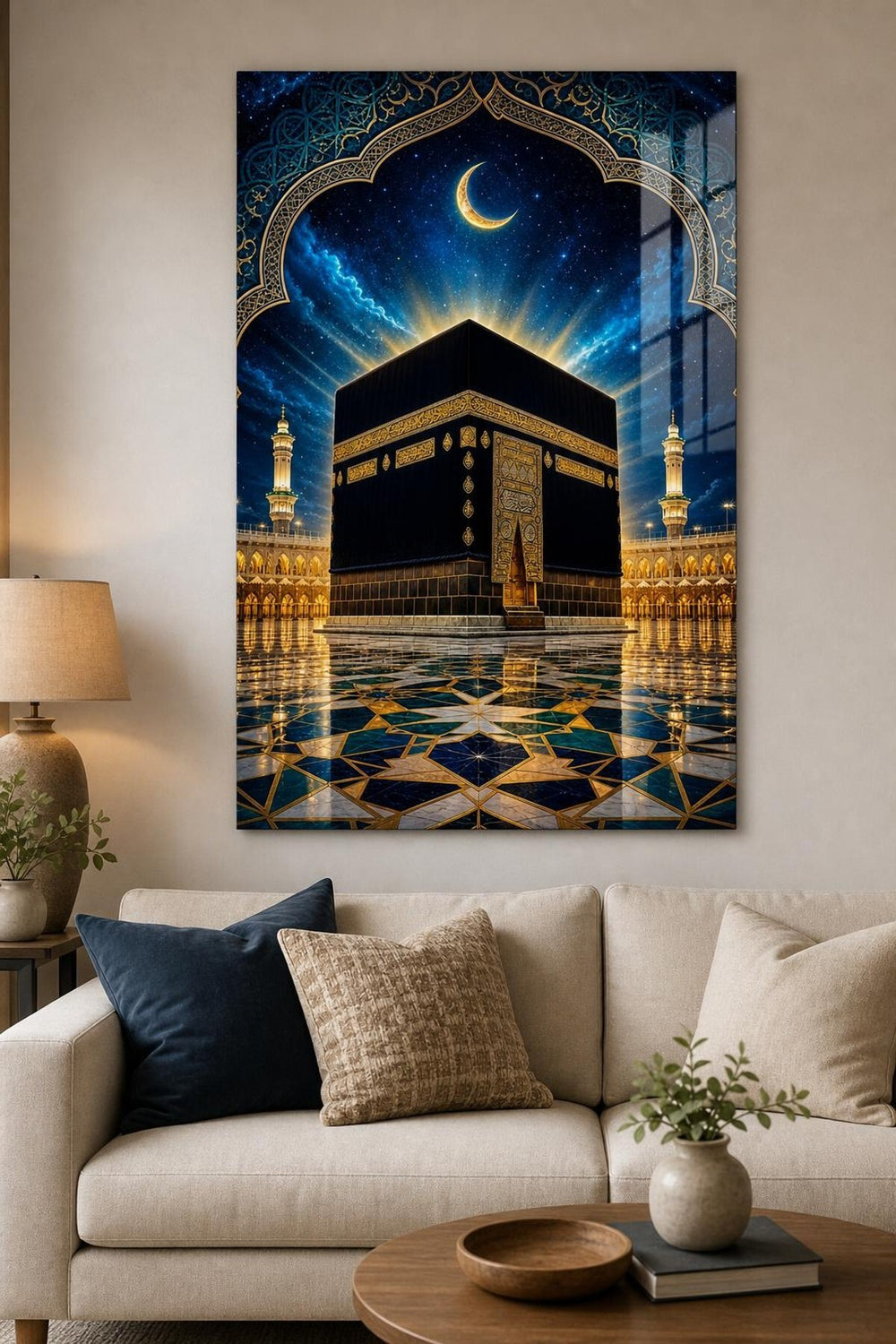 Kabe Desenli Baskılı Cam Tablo – Manevi Dekoratif UV Baskı Duvar Tablosu