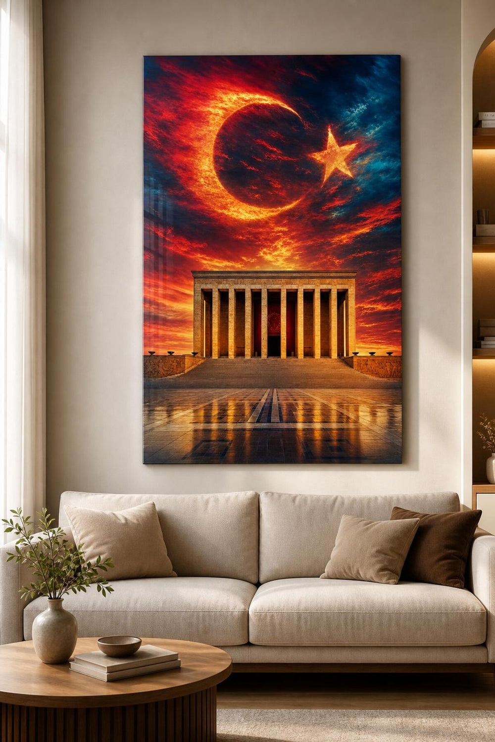 Anıtkabir Türk Bayrağı Baskılı Cam Tablo – UV Baskı Dekoratif Duvar Tablosu