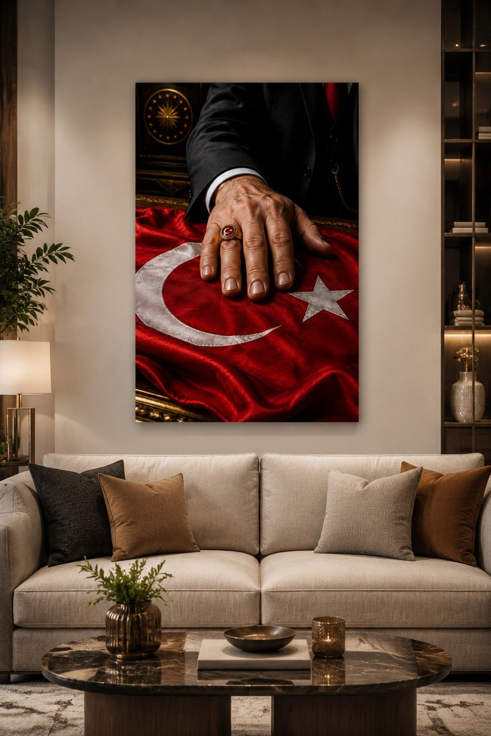 Türk Bayrağı Temalı Baskılı Cam Tablo – UV Baskı Dekoratif Duvar Tablosu — görsel 1
