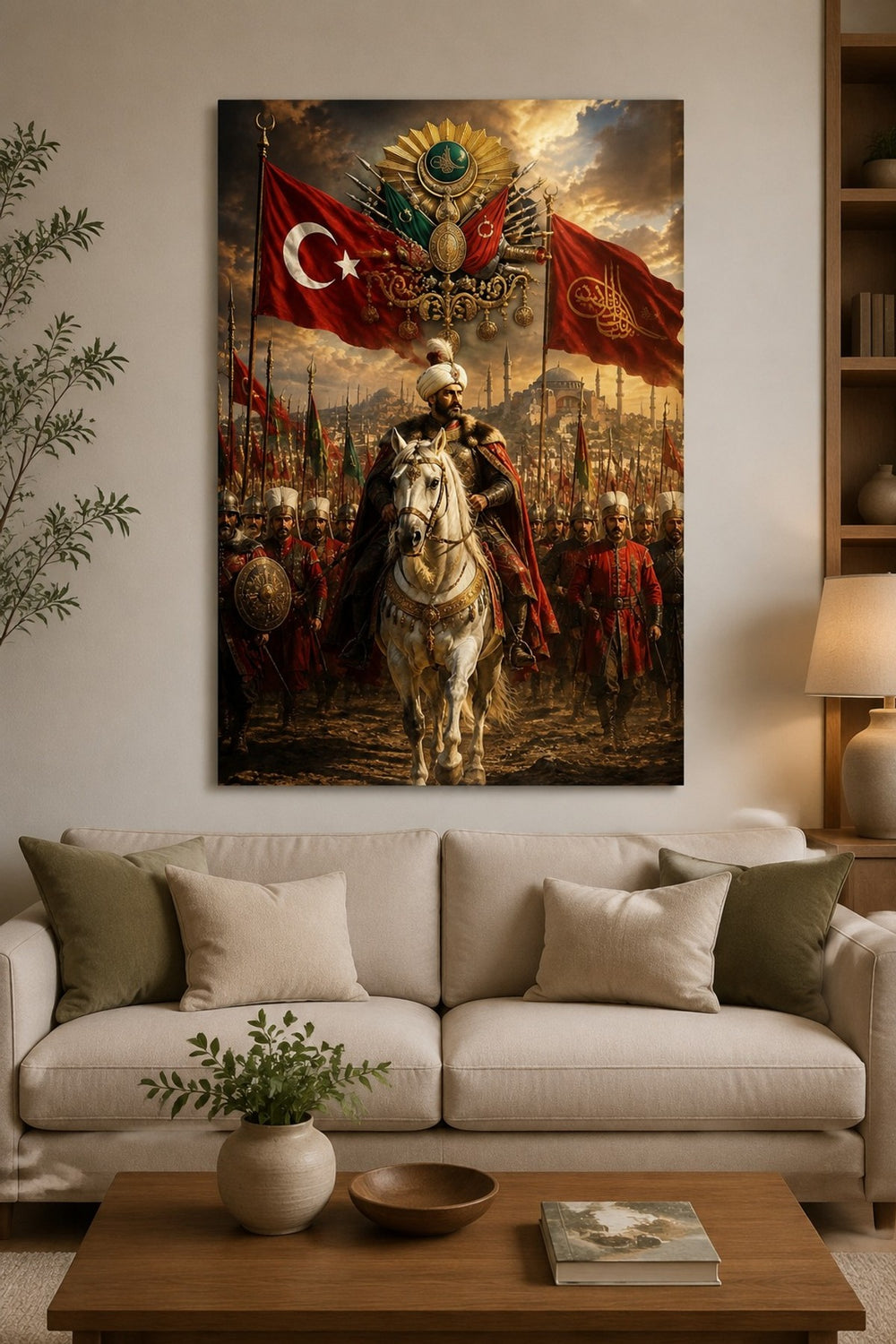 Osmanlı Askeri Temalı Baskılı Cam Tablo – Tarihi Dekoratif Duvar Tablosu — görsel 2