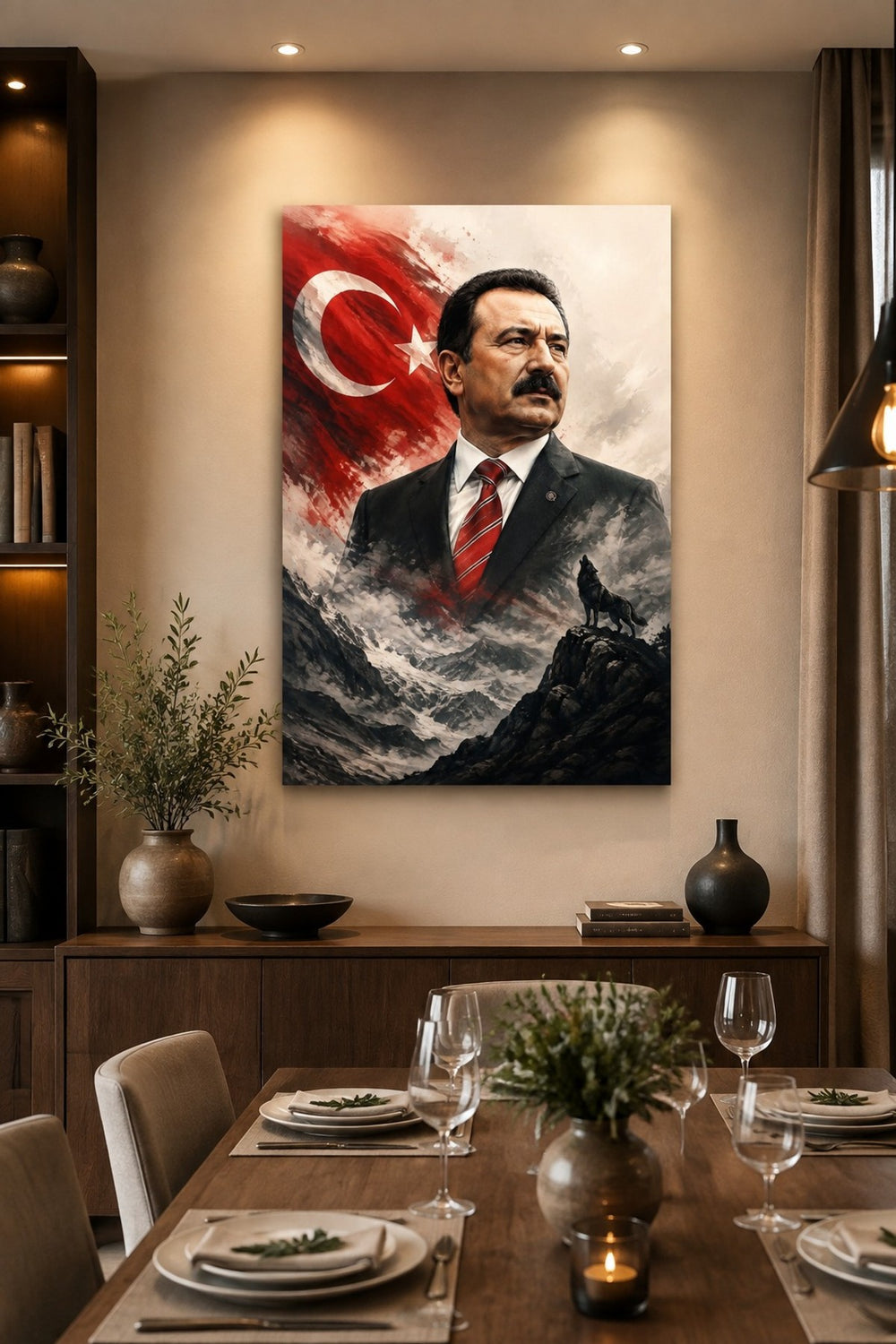 Türk Bayrağı Temalı Baskılı Cam Tablo – UV Baskı Dekoratif Duvar Tablosu — görsel 2
