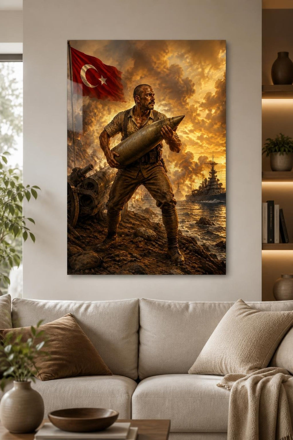 Türk Askeri Temalı Baskılı Cam Tablo – UV Baskı Dekoratif Duvar Tablosu — görsel 2