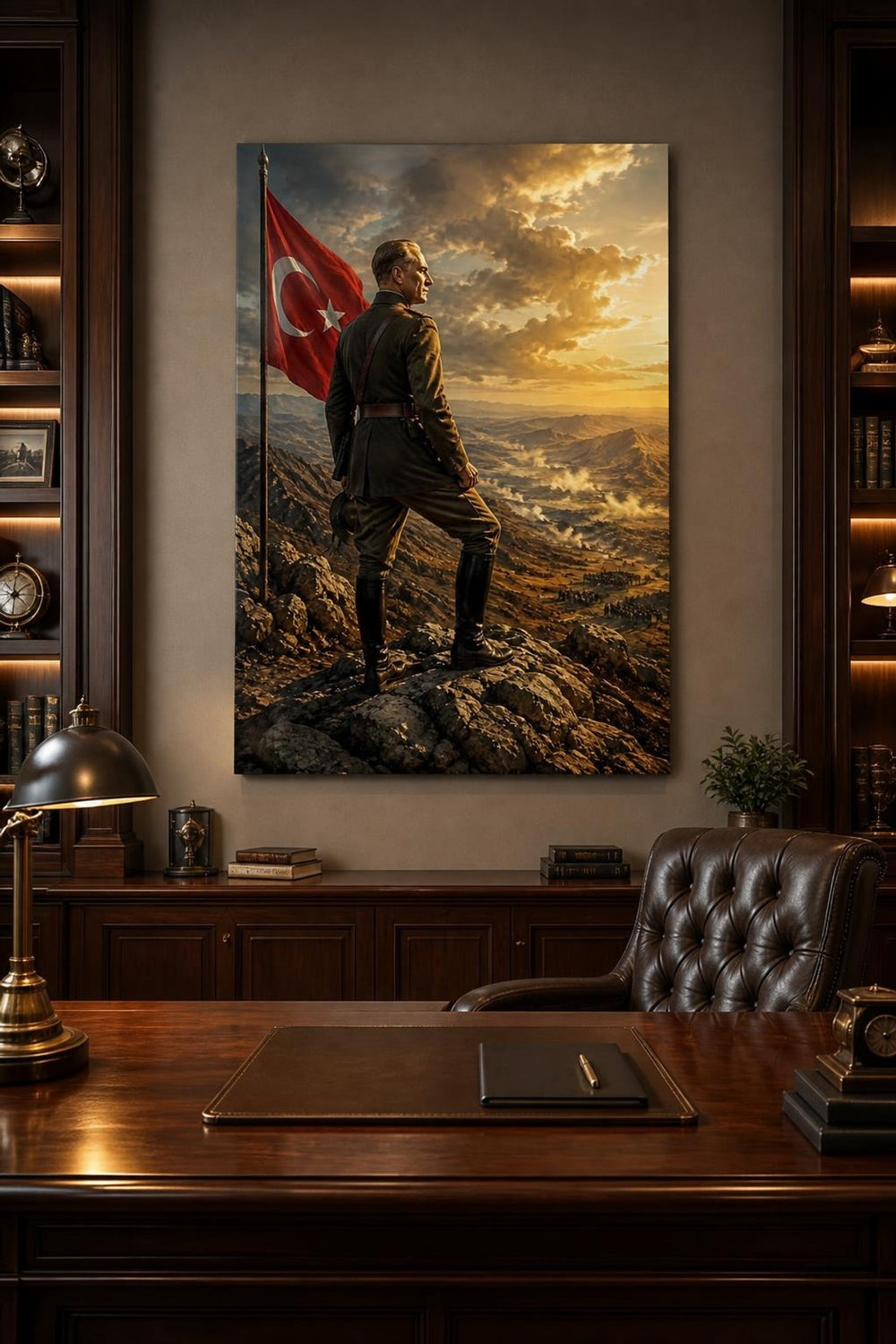Atatürk Temalı Baskılı Cam Tablo – Türk Bayrağı Manzara Dekorasyonu — görsel 3