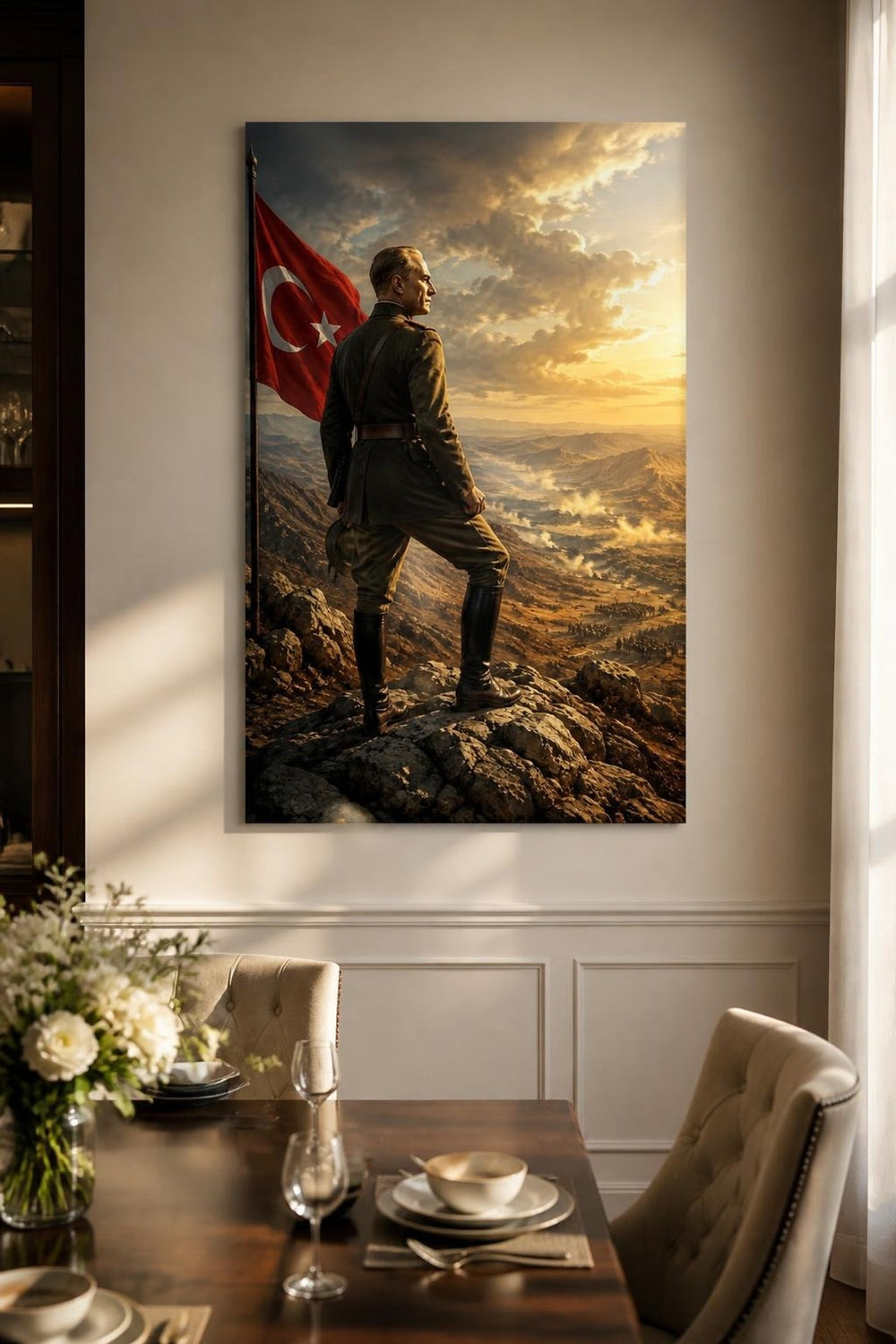 Atatürk Temalı Baskılı Cam Tablo – Türk Bayrağı Manzara Dekorasyonu — görsel 4