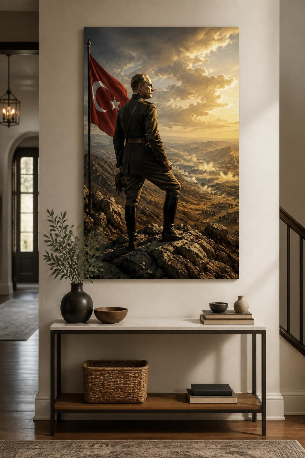 Atatürk Temalı Baskılı Cam Tablo – Türk Bayrağı Manzara Dekorasyonu — görsel 5