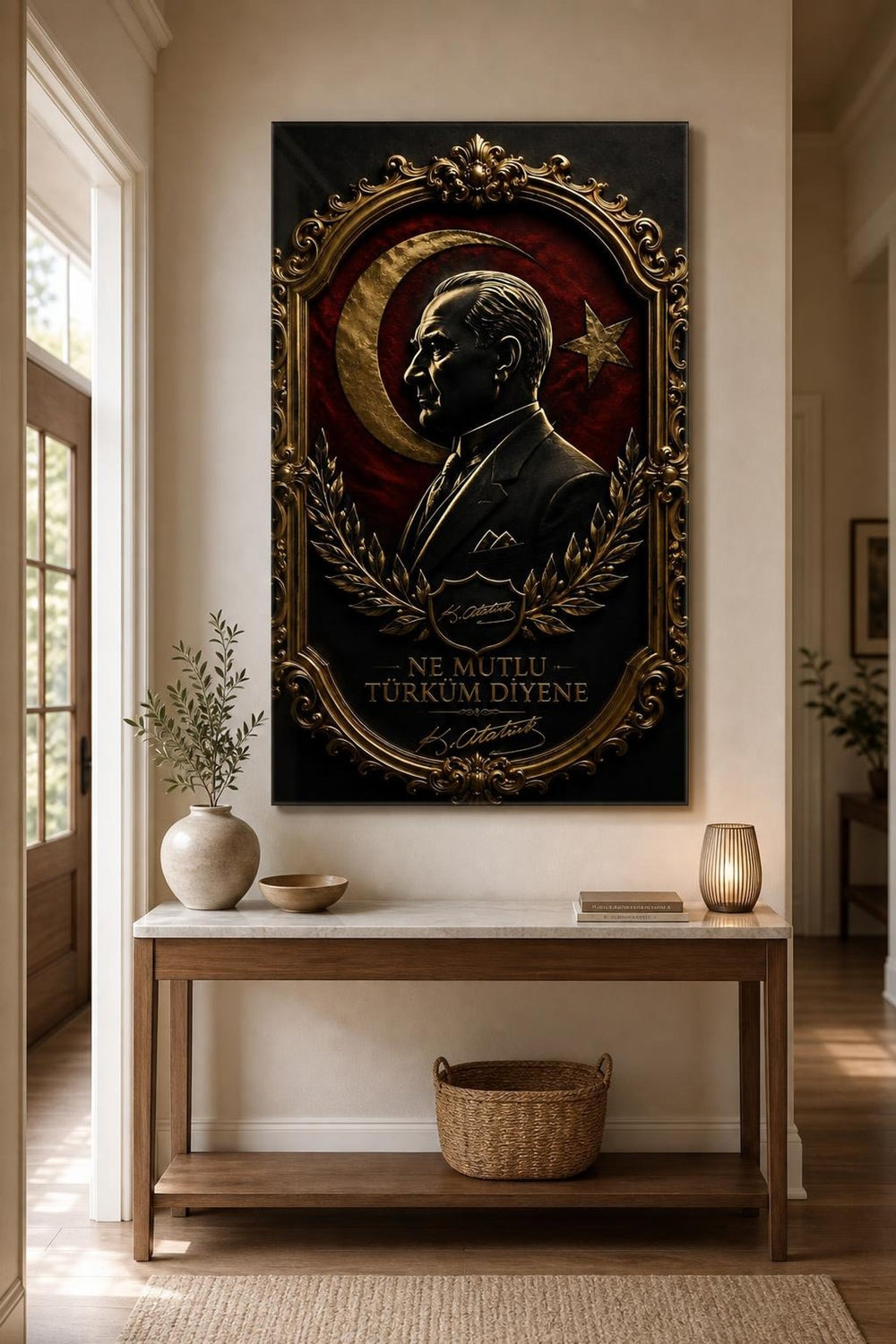 Atatürk Temalı Baskılı Cam Tablo – Premium 3D Efektli Dekoratif Duvar Tablosu — görsel 5