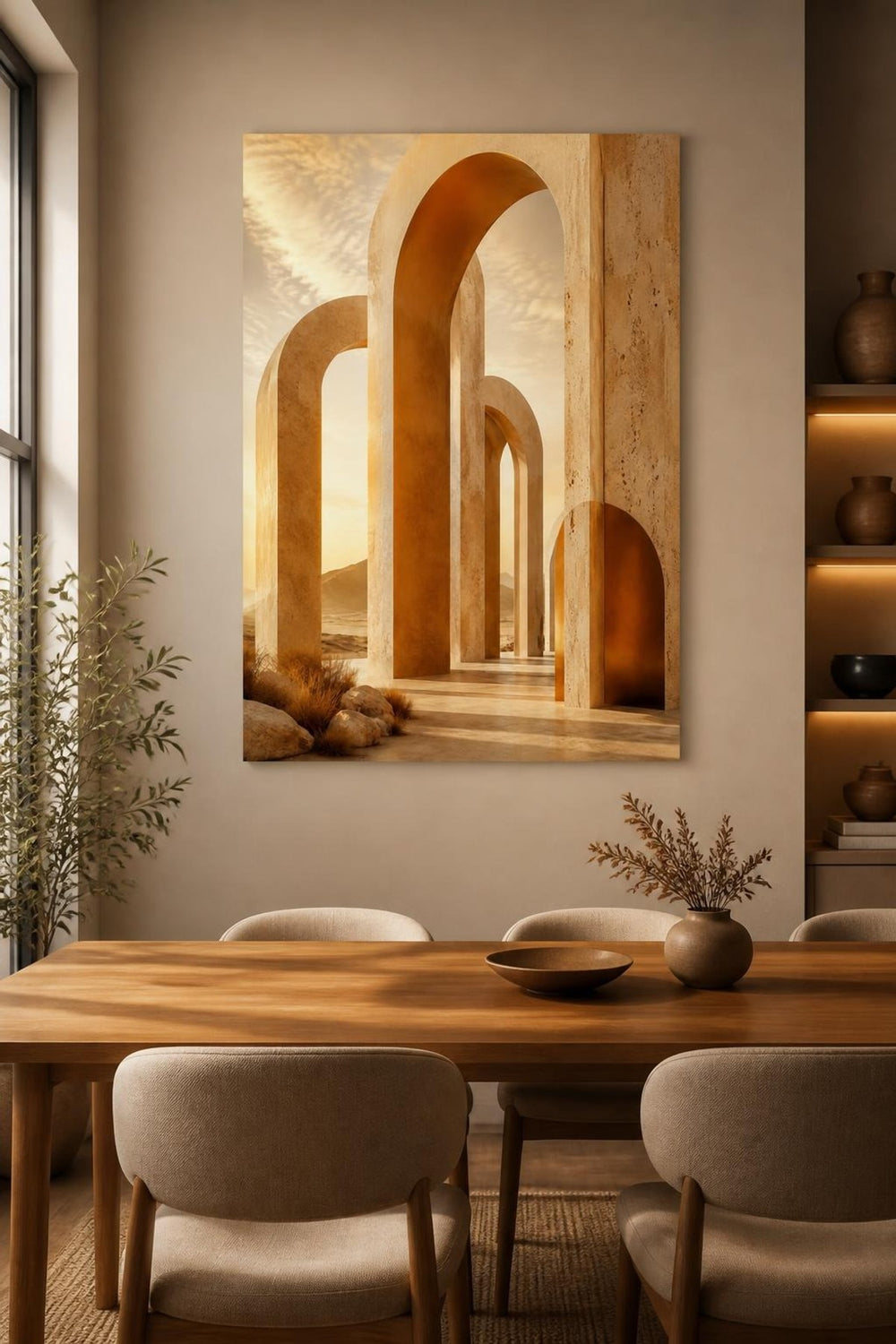 Modern Kemerli Mimari Baskılı Cam Tablo – Minimalist Duvar Dekoru — görsel 4