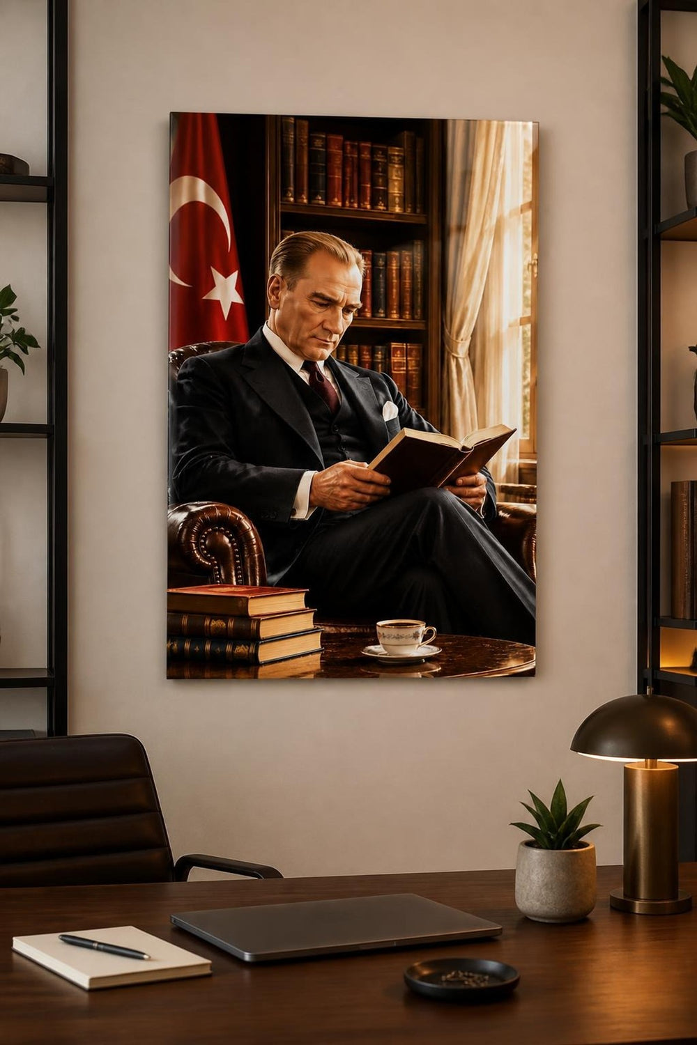 Mustafa Kemal Atatürk Baskılı Cam Tablo – Klasik Dekoratif Duvar Tablosu — görsel 3
