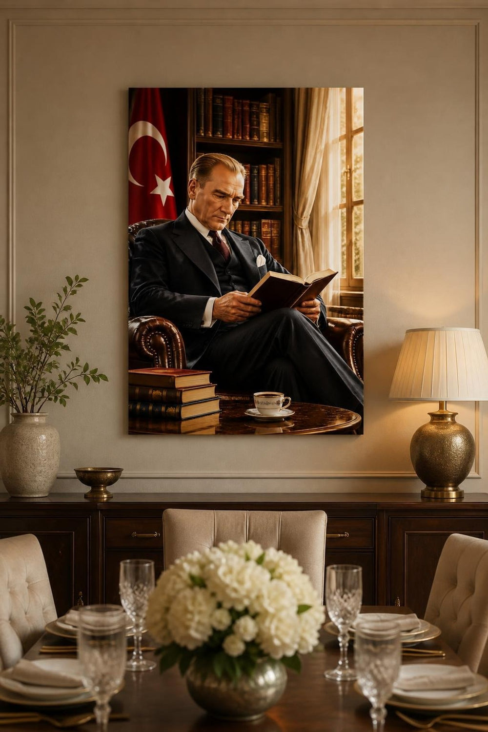 Mustafa Kemal Atatürk Baskılı Cam Tablo – Klasik Dekoratif Duvar Tablosu — görsel 5