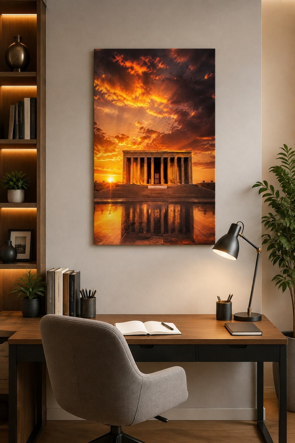 Anıtkabir Gün Batımı Baskılı Cam Tablo – Dekoratif Duvar Tablosu — görsel 1