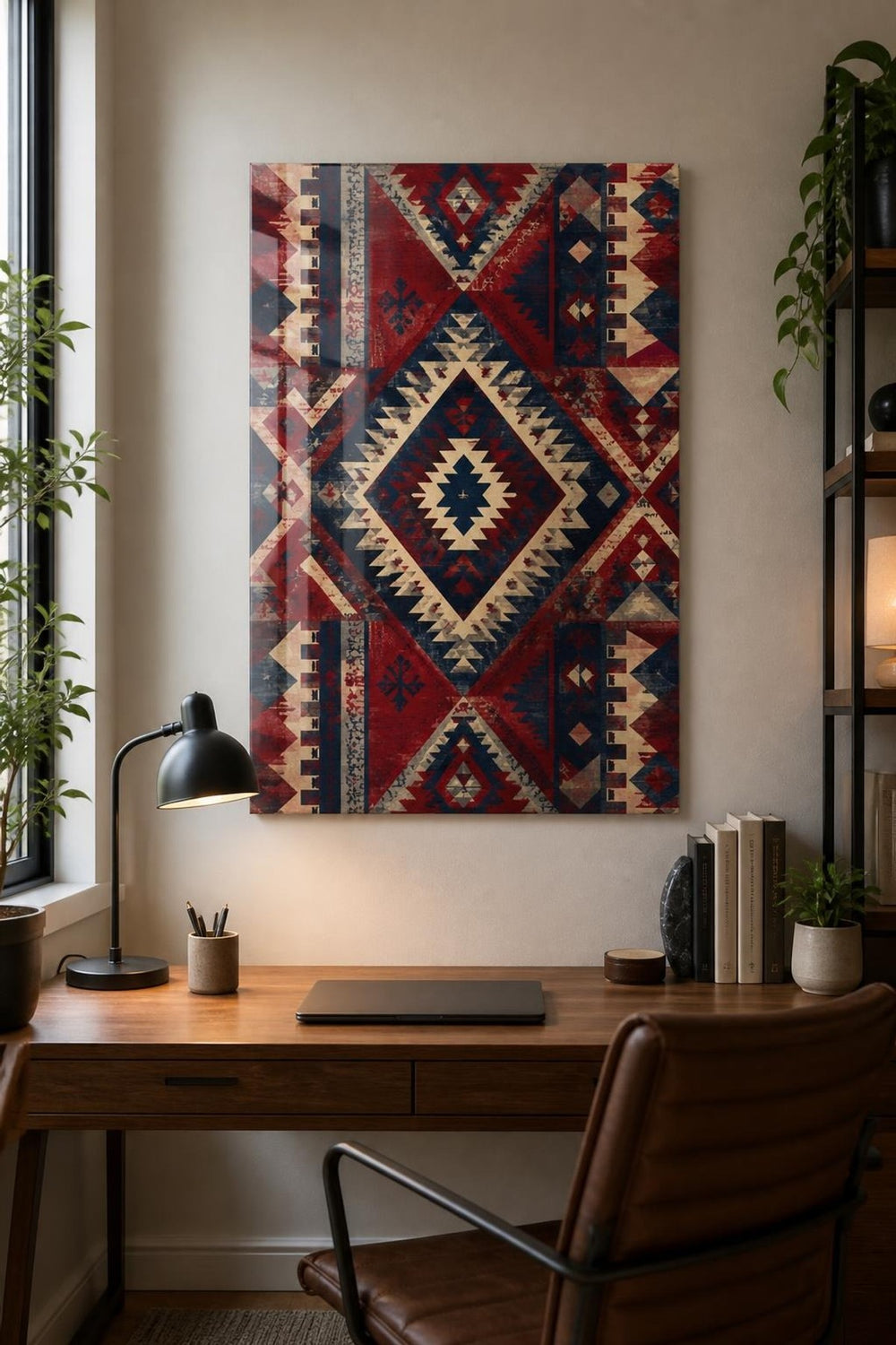 Etnik Kilim Desenli Baskılı Cam Tablo – UV Baskı Dekoratif Duvar Tablosu — görsel 2