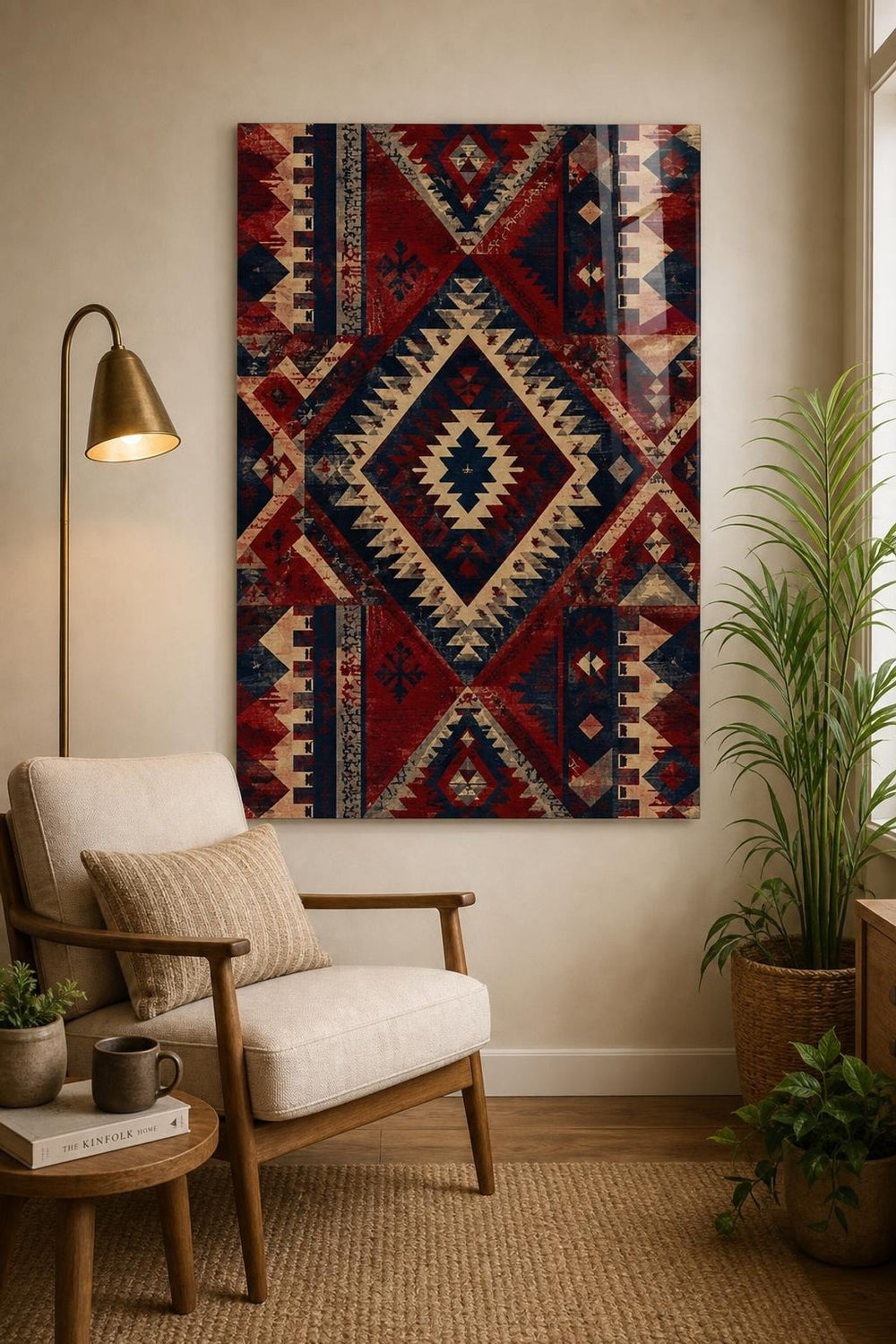 Etnik Kilim Desenli Baskılı Cam Tablo – UV Baskı Dekoratif Duvar Tablosu — görsel 5