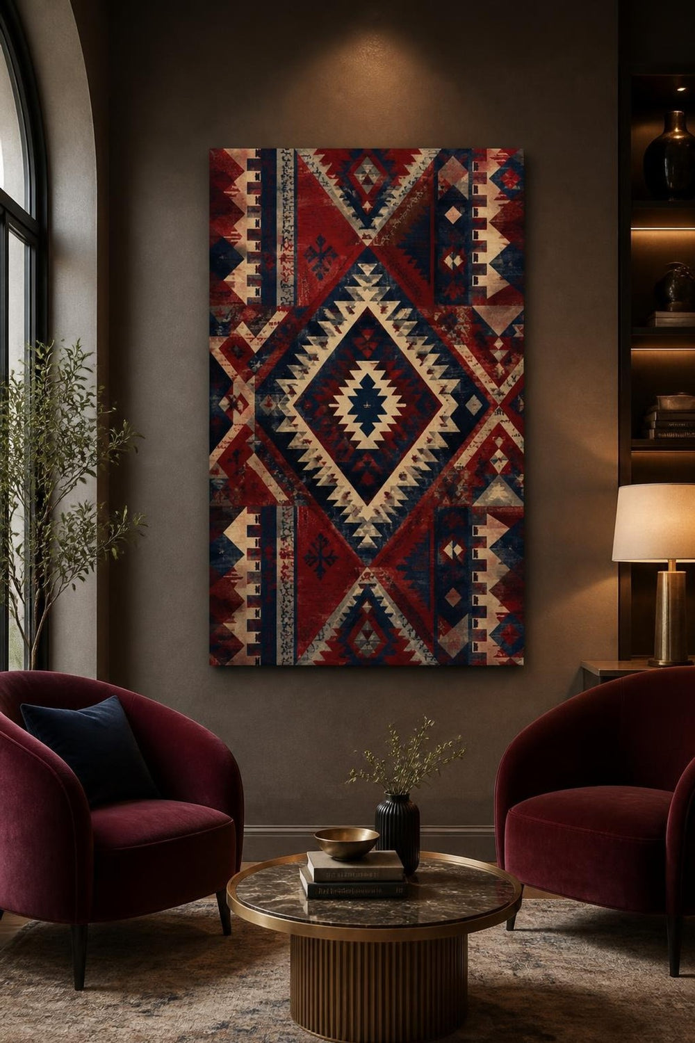 Etnik Kilim Desenli Baskılı Cam Tablo – UV Baskı Dekoratif Duvar Tablosu — görsel 4