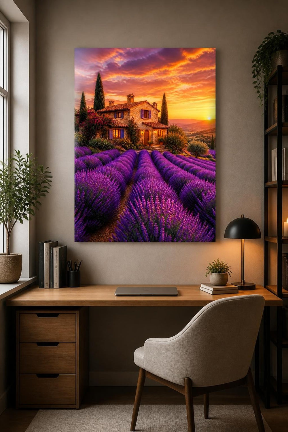 Lavanta Bahçesi Baskılı Cam Tablo – Provence Manzara UV Baskı Duvar Dekoru — görsel 2