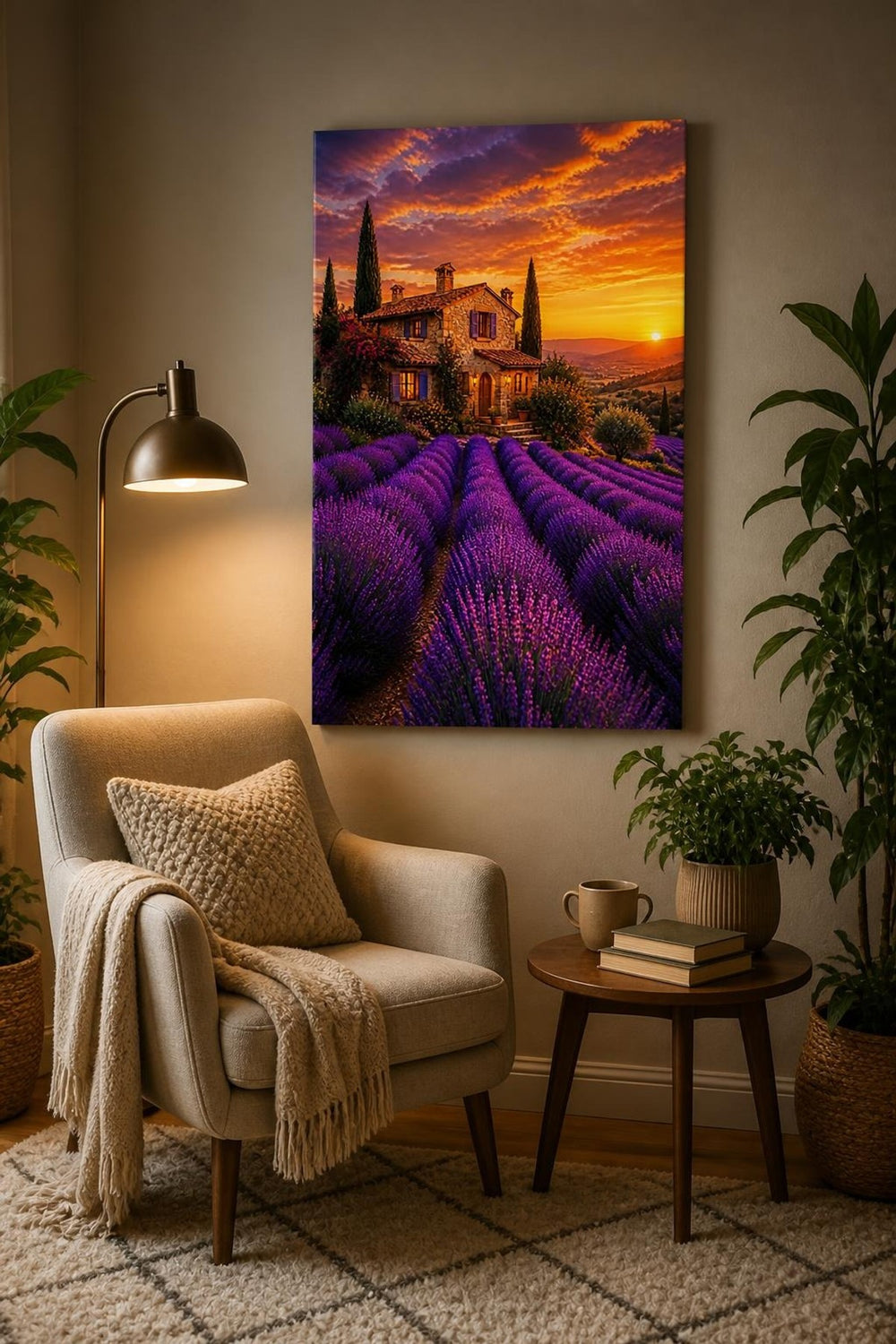 Lavanta Bahçesi Baskılı Cam Tablo – Provence Manzara UV Baskı Duvar Dekoru — görsel 5