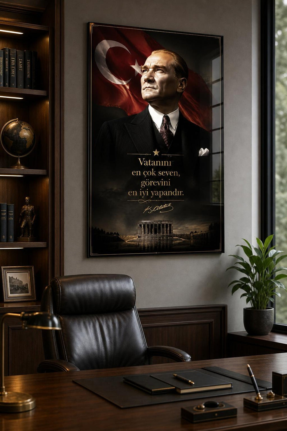 Atatürk Vatan Sözlü Anıtkabir Baskılı Cam Tablo – UV Baskı Dekoratif Duvar Tablosu