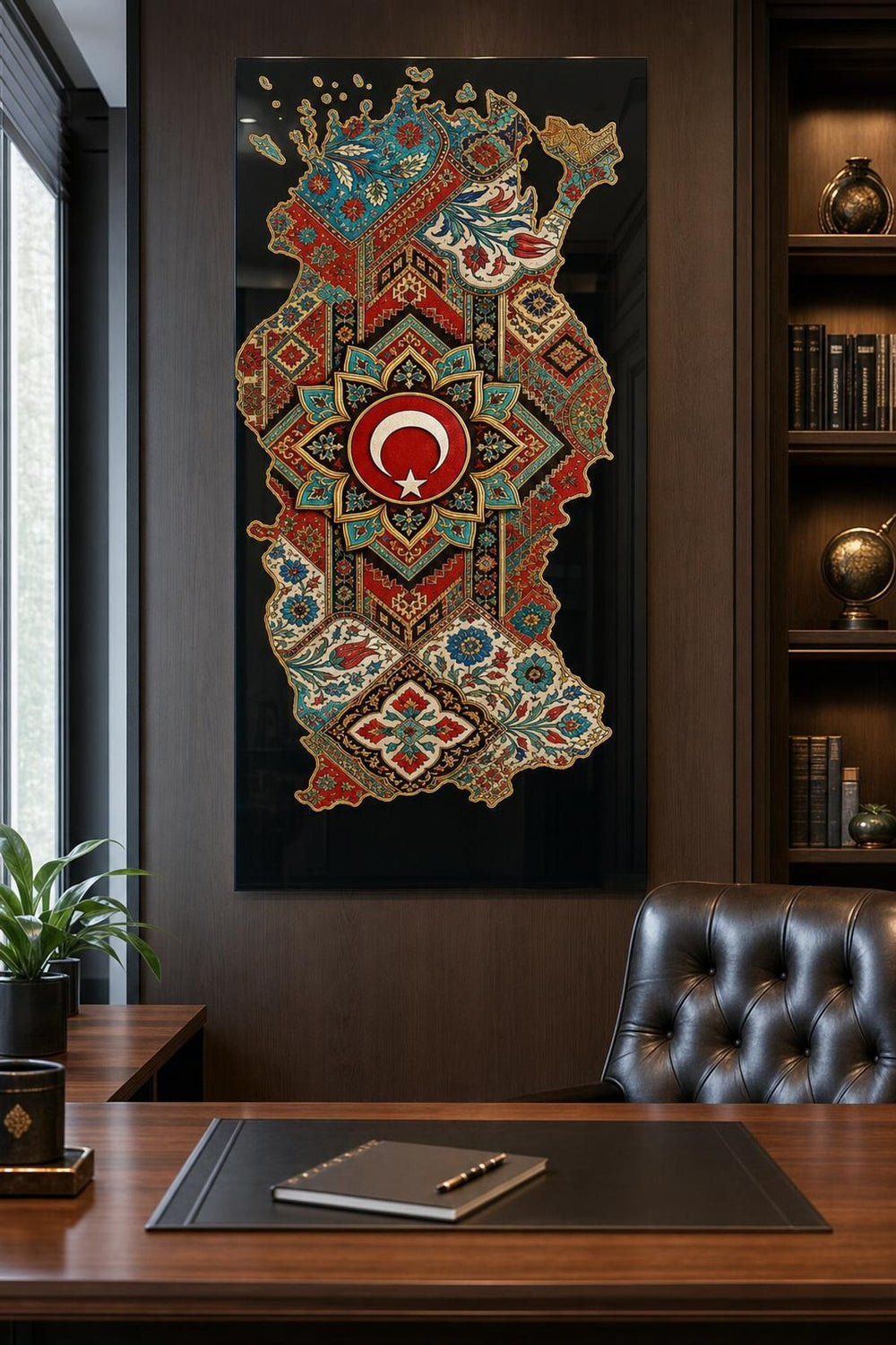 Türkiye Haritası Desenli Baskılı Cam Tablo – UV Baskı Dekoratif Duvar Tablosu