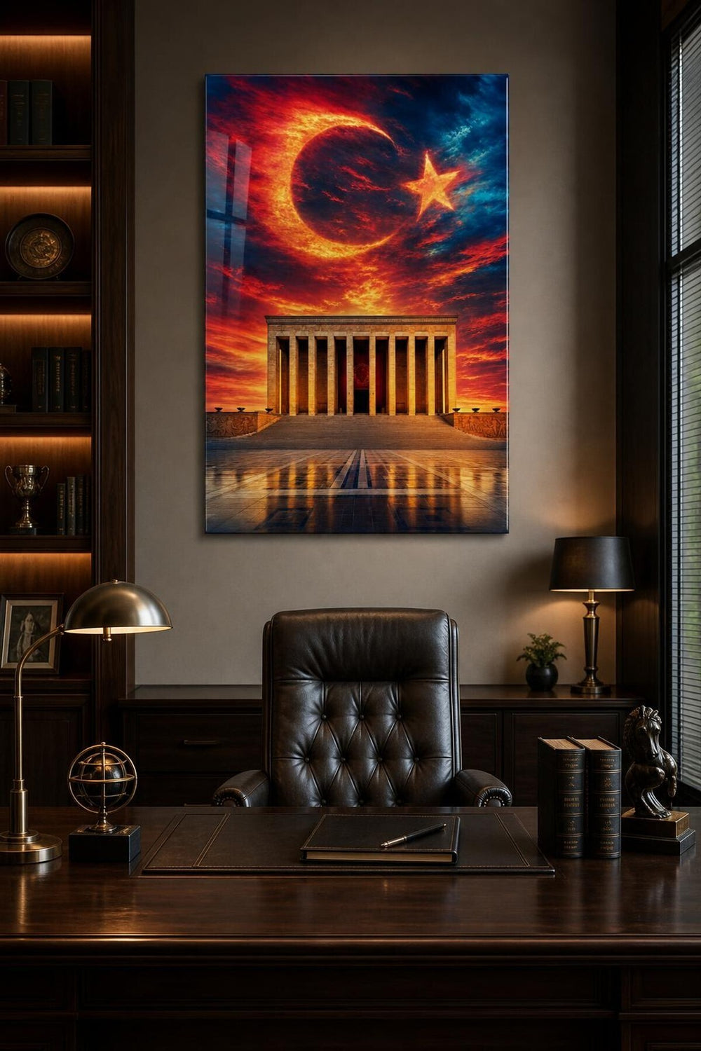 Anıtkabir Türk Bayrağı Baskılı Cam Tablo – UV Baskı Dekoratif Duvar Tablosu