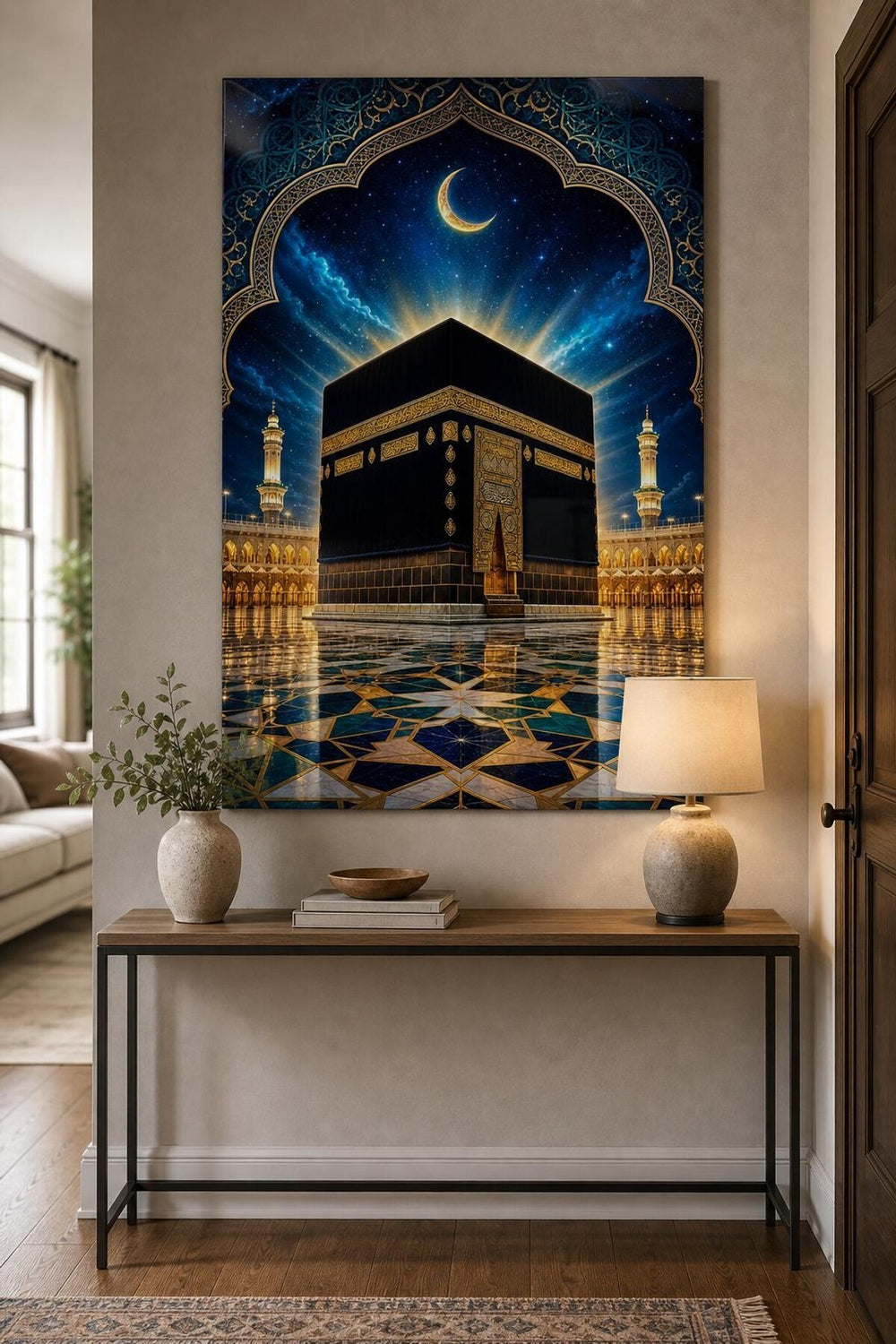 Kabe Desenli Baskılı Cam Tablo – Manevi Dekoratif UV Baskı Duvar Tablosu