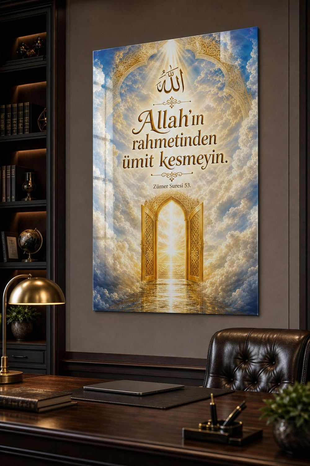 Allah’ın Rahmetinden Ümit Kesmeyin Baskılı Cam Tablo – Dini UV Duvar Dekoru
