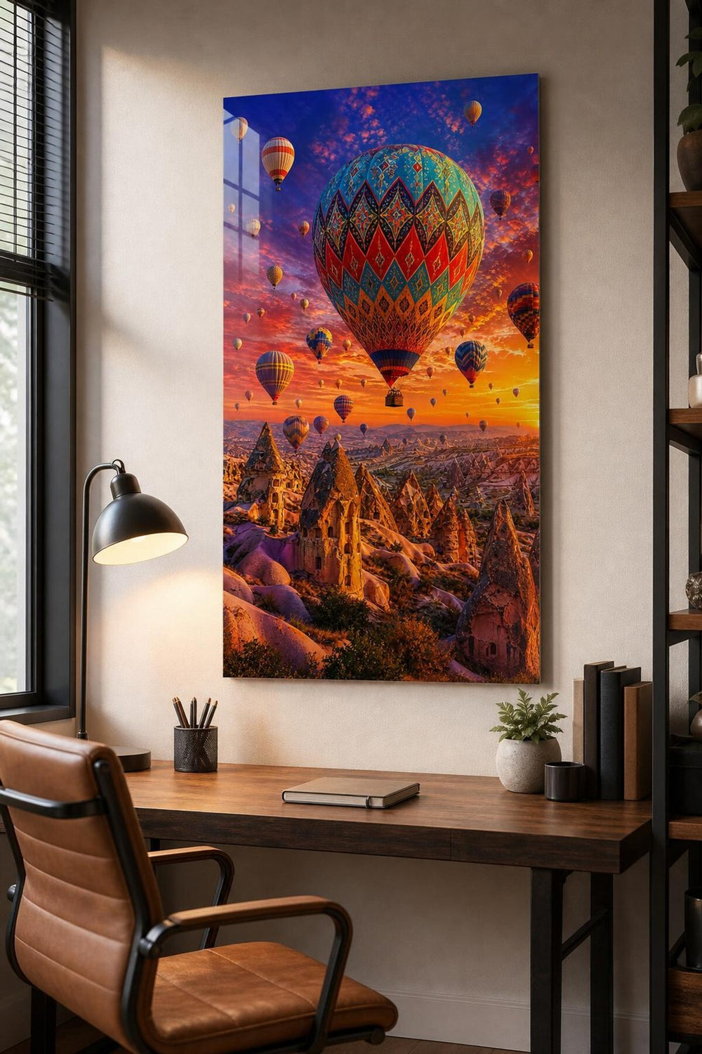 Kapadokya Balonları Baskılı Cam Tablo – UV Baskı Dekoratif Duvar Tablosu