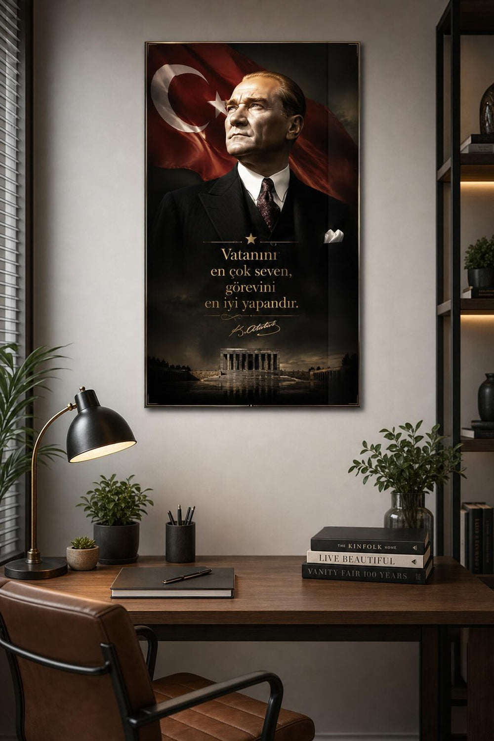 Atatürk Vatan Sözlü Anıtkabir Baskılı Cam Tablo – UV Baskı Dekoratif Duvar Tablosu