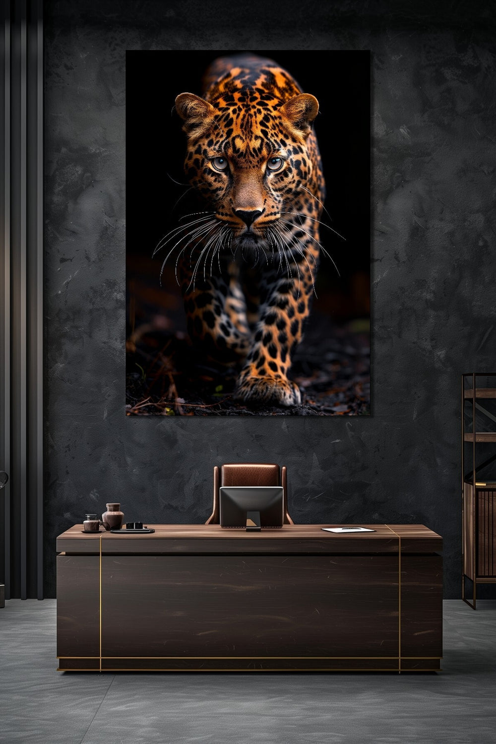 Leopar Baskılı Cam Tablo – Vahşi Yaşam Temalı Modern Dekoratif Duvar Tablosu