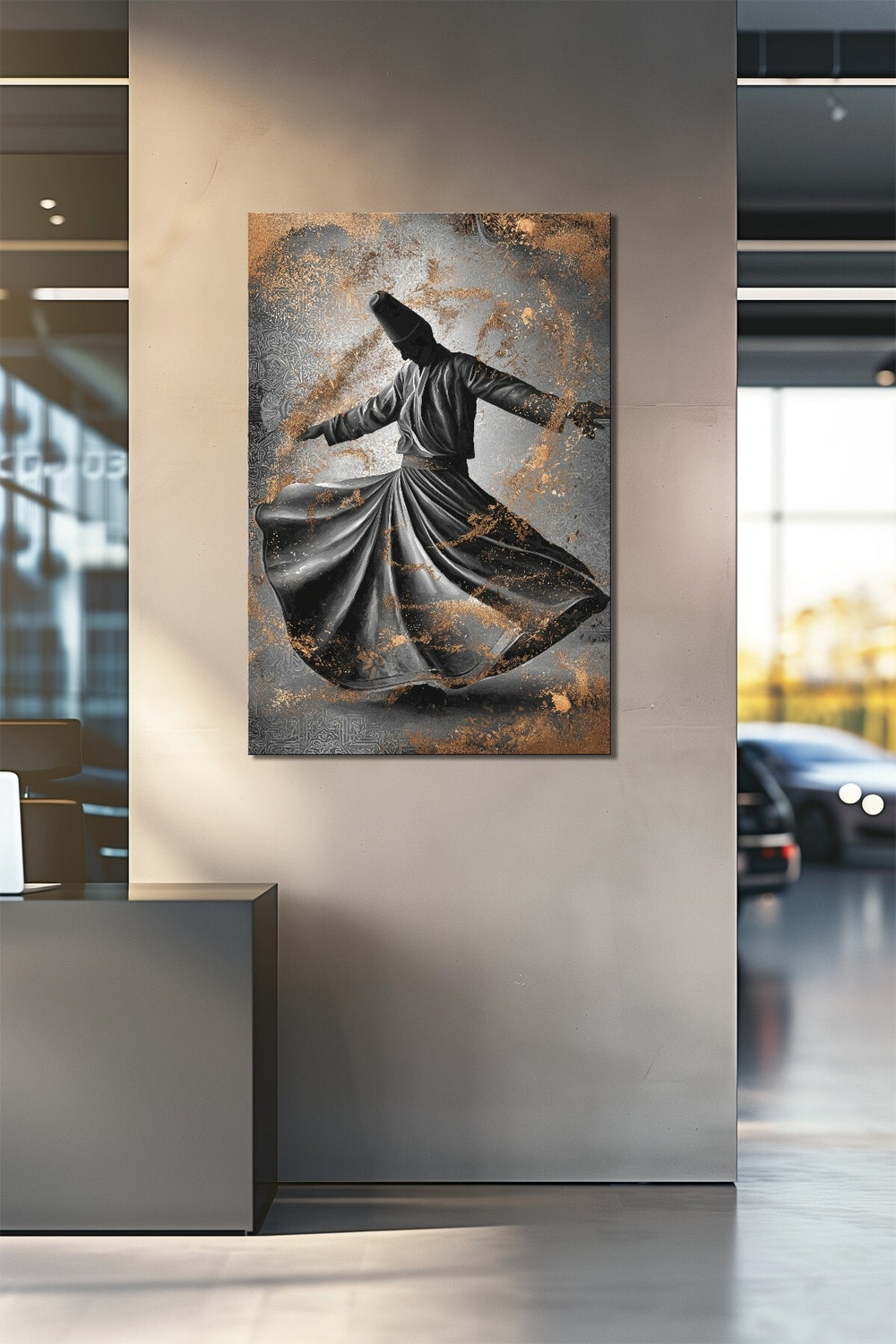 Semazen Derviş Baskılı Cam Tablo – Tasavvufi Sanat Modern UV Baskı Dekor