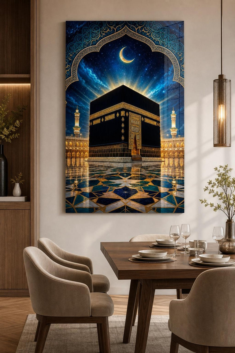 Kabe Desenli Baskılı Cam Tablo – Manevi Dekoratif UV Baskı Duvar Tablosu