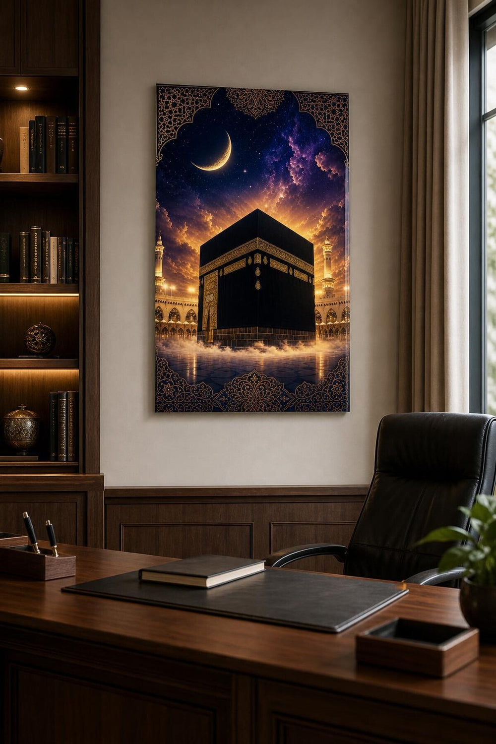 Kabe Temalı Baskılı Cam Tablo – Manevi Dekoratif UV Baskı Duvar Tablosu