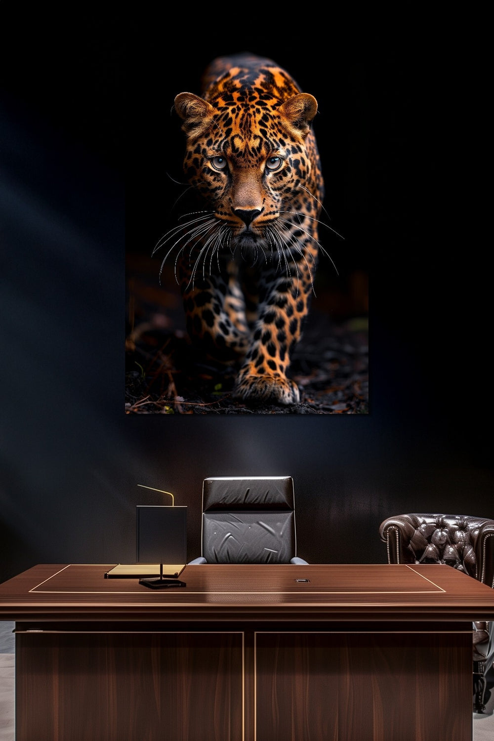 Leopar Baskılı Cam Tablo – Vahşi Yaşam Temalı Modern Dekoratif Duvar Tablosu