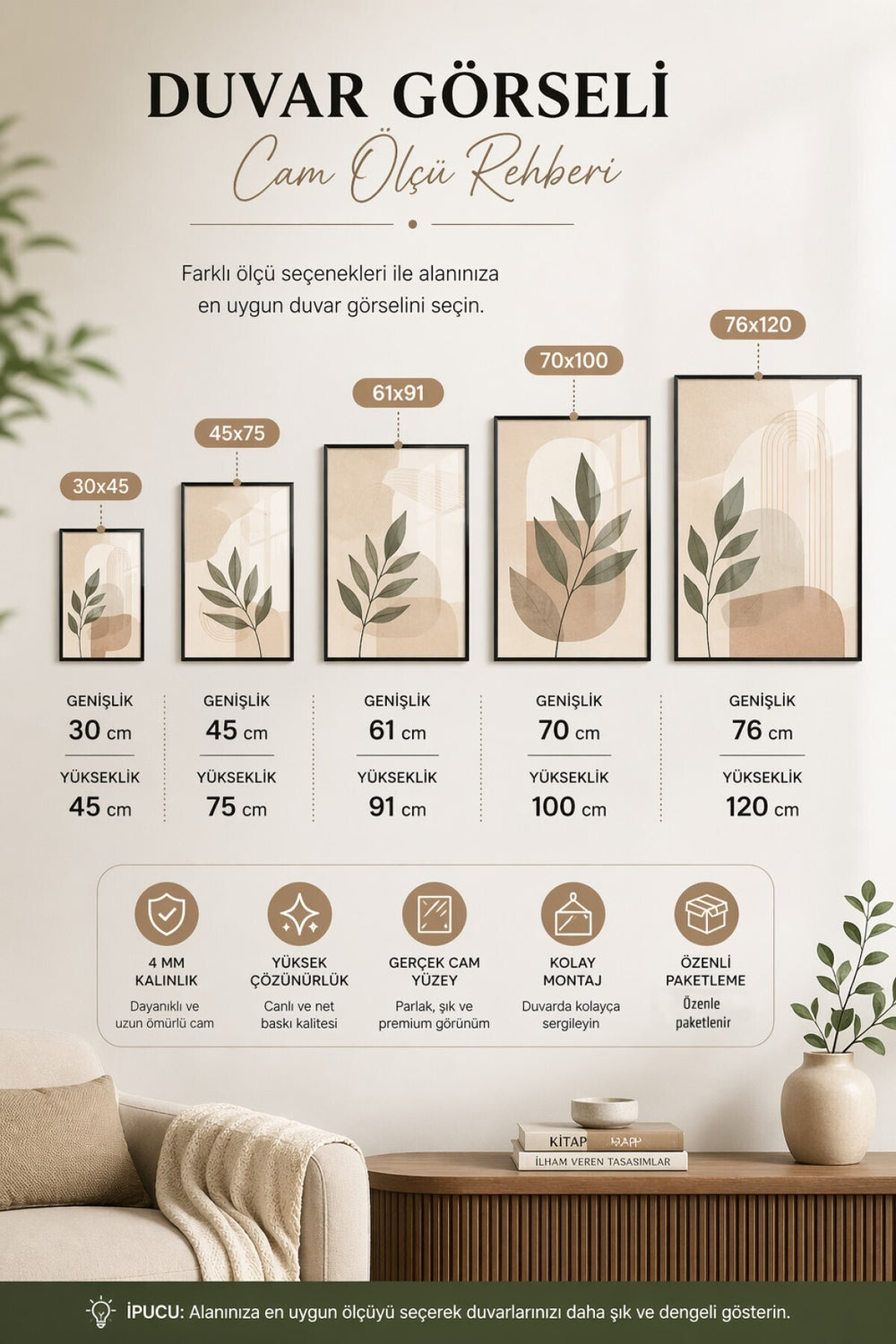 Öğretmenime Teşekkürler Baskılı Cam Tablo – Gold Detaylı Dekoratif Duvar Tablosu — görsel 6