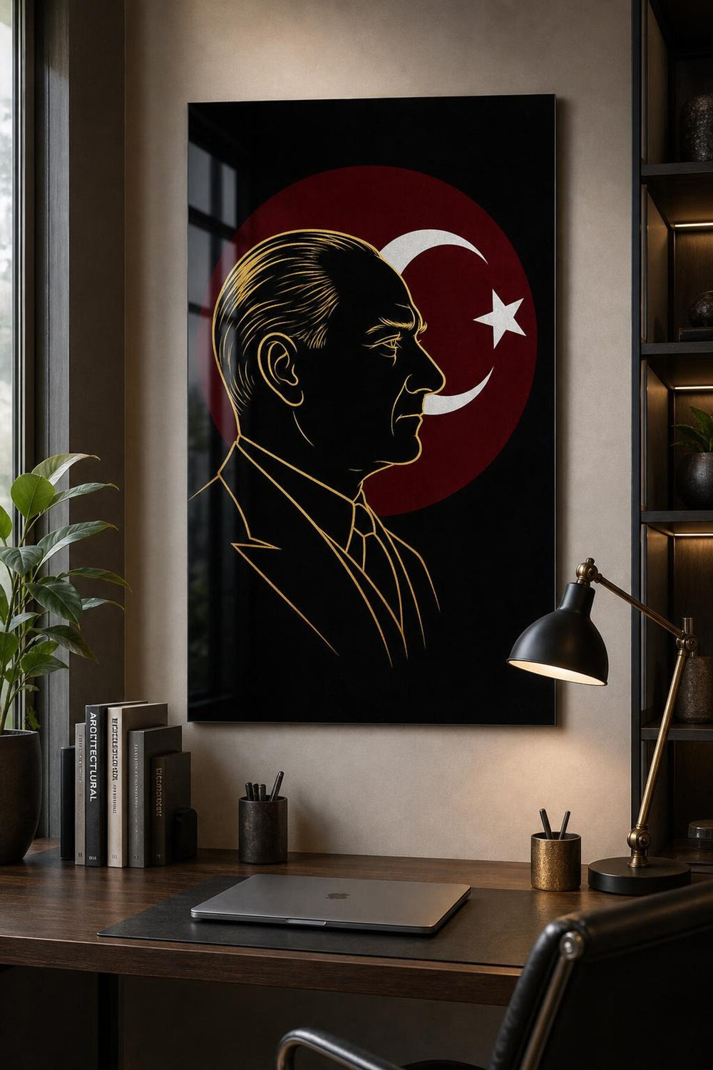 Atatürk ve Türk Bayrağı Baskılı Cam Tablo – UV Baskı Milli Duvar Dekoru
