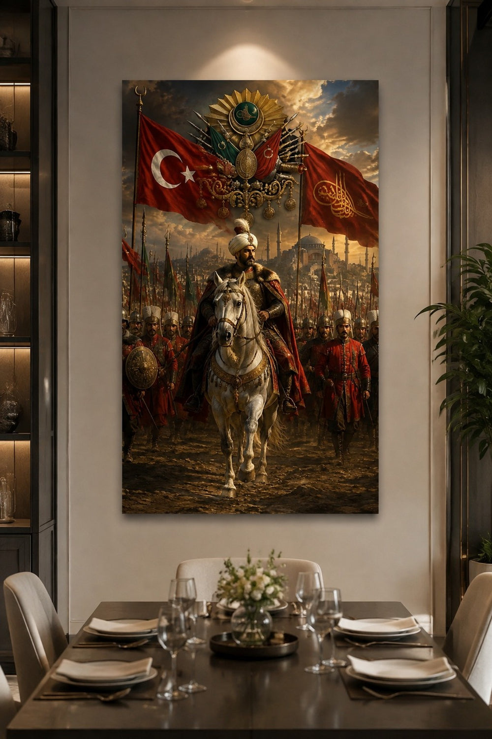 Osmanlı Askeri Temalı Baskılı Cam Tablo – Tarihi Dekoratif Duvar Tablosu — görsel 4