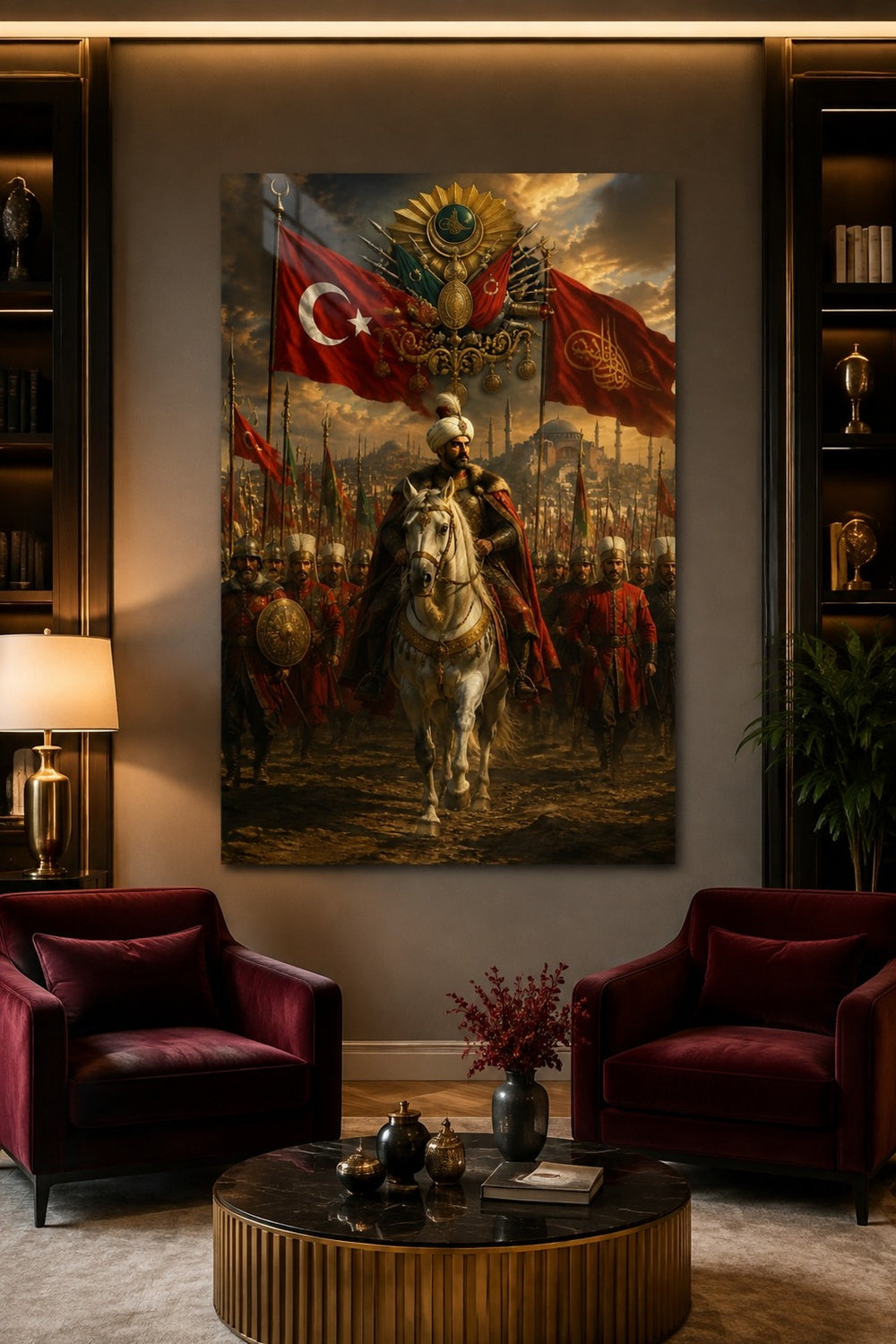 Osmanlı Askeri Temalı Baskılı Cam Tablo – Tarihi Dekoratif Duvar Tablosu — görsel 5