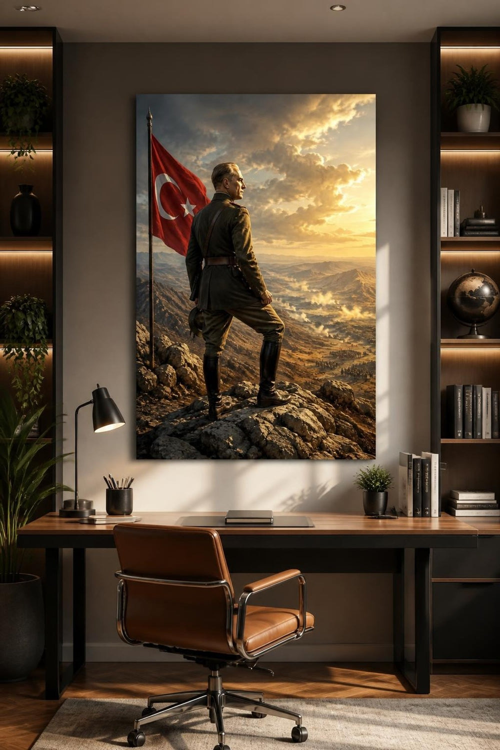 Atatürk Temalı Baskılı Cam Tablo – Türk Bayrağı Manzara Dekorasyonu — görsel 2