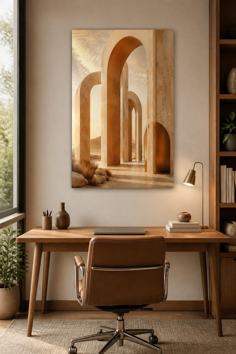 Modern Kemerli Mimari Baskılı Cam Tablo – Minimalist Duvar Dekoru — görsel 2