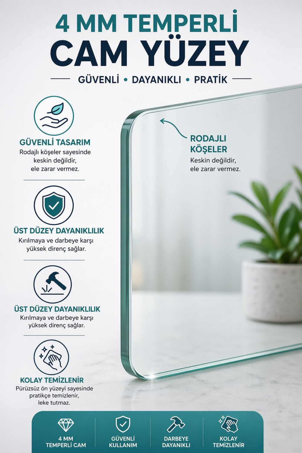 Beyaz Manolya Çiçekli Baskılı Cam Tablo – Lüks Botanik Duvar Dekoru — görsel 8