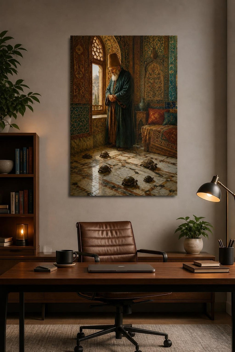 Osmanlı Derviş Temalı Baskılı Cam Tablo – Tarihi Sanat Dekorasyonu — görsel 2