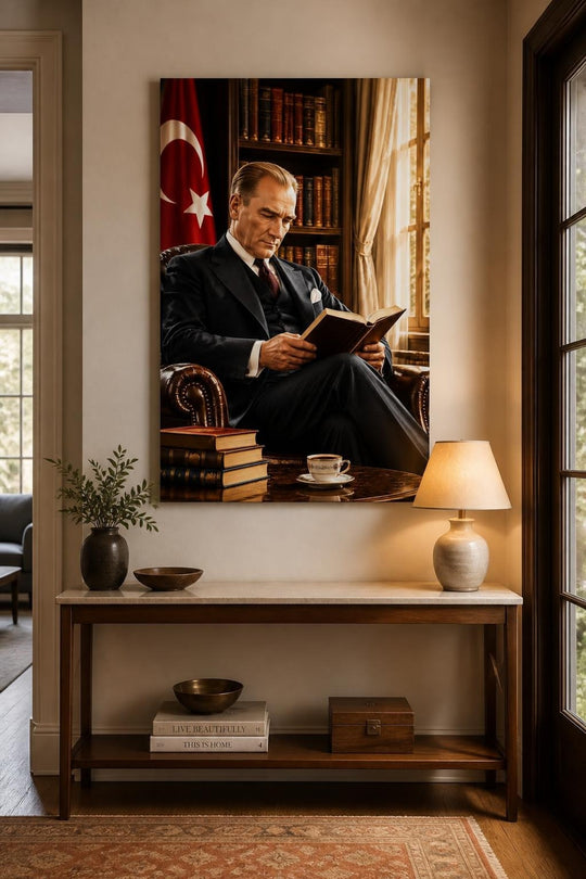 Mustafa Kemal Atatürk Baskılı Cam Tablo – Klasik Dekoratif Duvar Tablosu — görsel 1