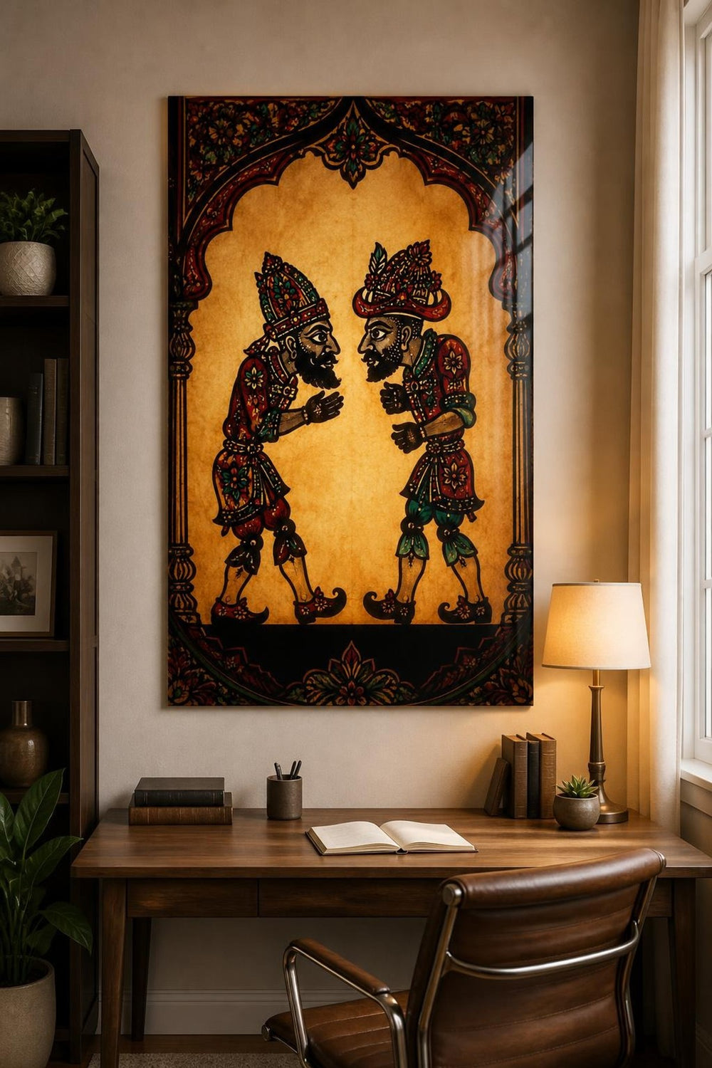 Karagöz Hacivat Desenli Baskılı Cam Tablo – Geleneksel Türk Sanatı Duvar Dekoru — görsel 2