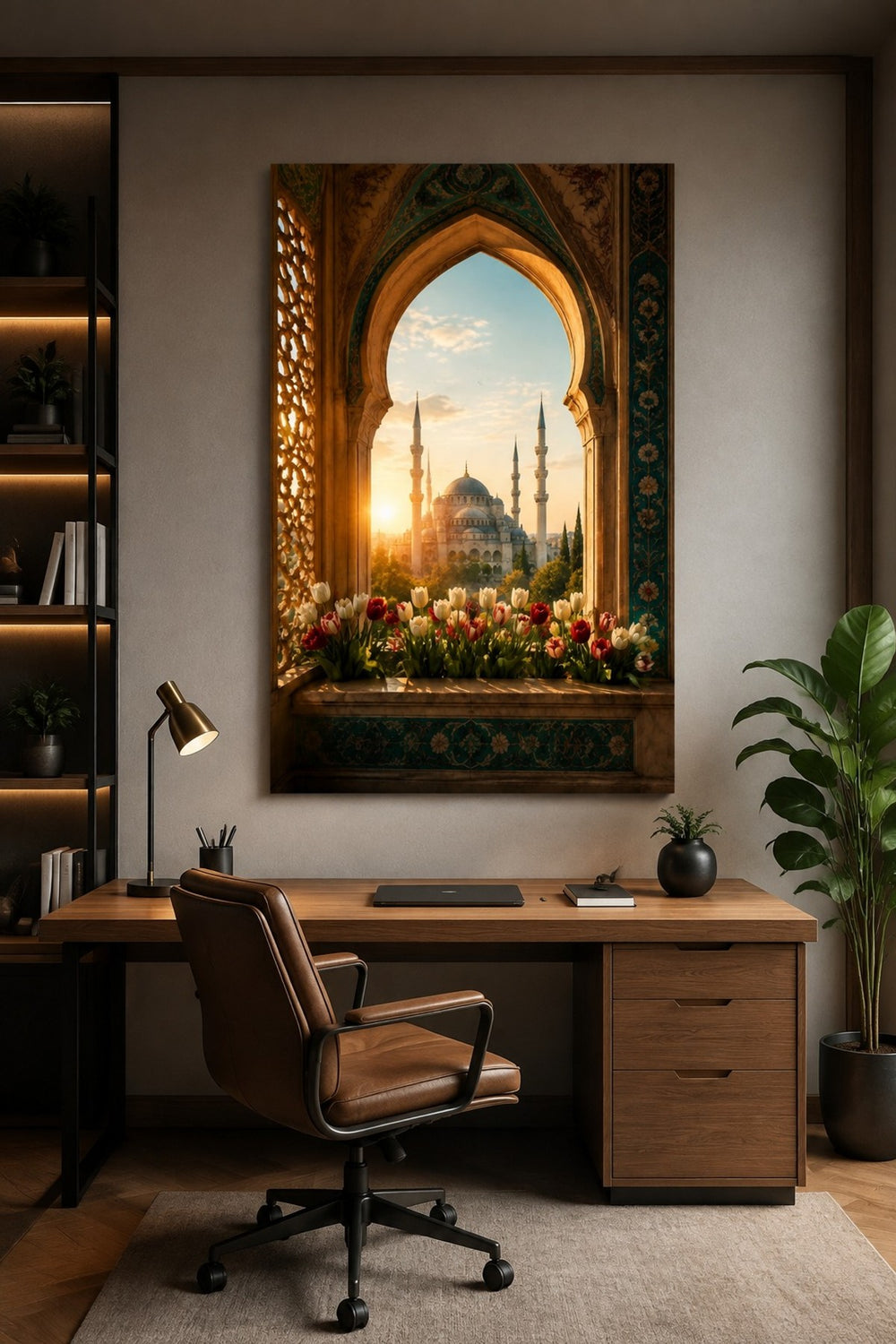 Osmanlı Cami Penceresi Baskılı Cam Tablo – Manevi Mimari Duvar Dekoru — görsel 2