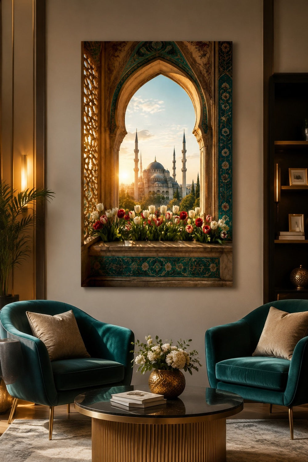 Osmanlı Cami Penceresi Baskılı Cam Tablo – Manevi Mimari Duvar Dekoru — görsel 5